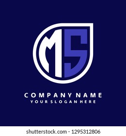 M S initial letter, modern logo design template vector