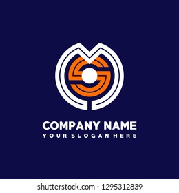 M S initial letter, modern logo design template vector
