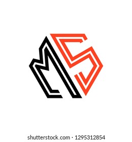 M S initial letter, modern logo design template vector