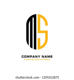 M S initial letter, modern logo design template vector