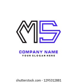 M S initial letter, modern logo design template vector
