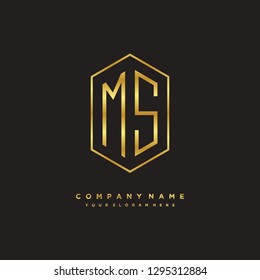 M S initial letter, modern logo design template vector