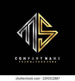 M S initial letter, modern logo design template vector