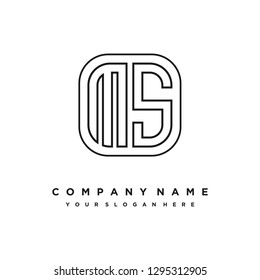 M S initial letter, modern logo design template vector