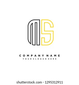 M S initial letter, modern logo design template vector