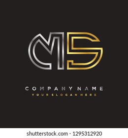 M S initial letter, modern logo design template vector