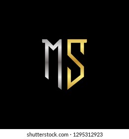 M S initial letter, modern logo design template vector