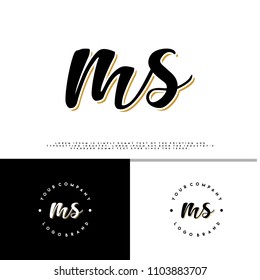 M S initial name vintage logo vector
