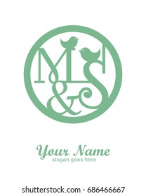 M S initial wedding decorative logo template