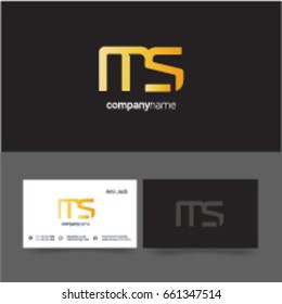 M S joint logo letter design with business card template