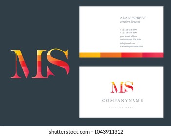M & S joint logo multi color letter with business card template