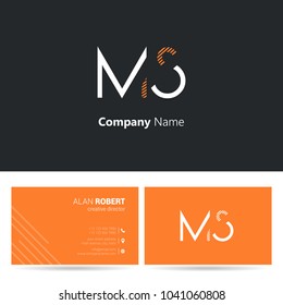 M & S joint logo stroke letter design with business card template