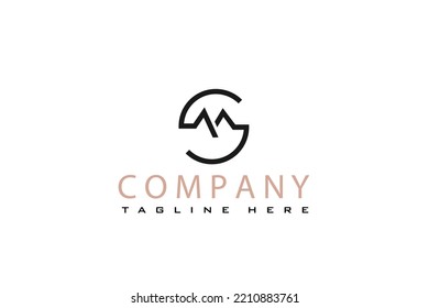 m and s  line logo concept with round circle