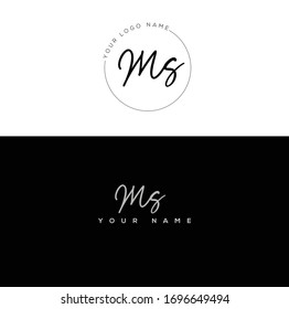 M S MS Initial letter handwriting and signature logo