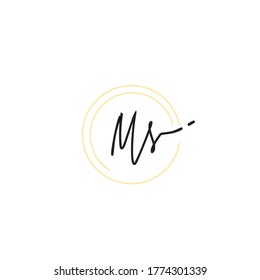 M s Ms initial letter handwriting and signature logo