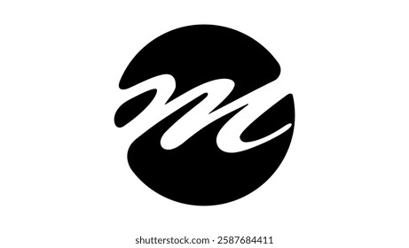 M seal logo, black isolated silhouette