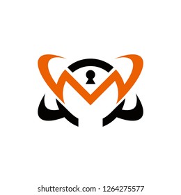 m security logo , cyber logo design , eagle logo , protection logo