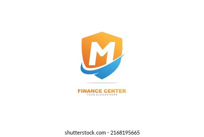 M Security logo design inspiration. Vector letter template design for brand.