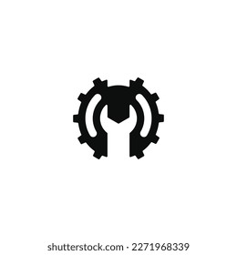 The M Service logo design, featuring the letter M combined with a gear and wrench, is simple and modern. Suitable for any industry, especially engineering, mechanics, repair, maintenance and many more