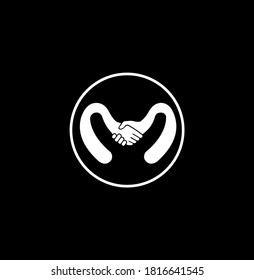 M Mit einem Monogramm Schütteln der Hände. M Logo