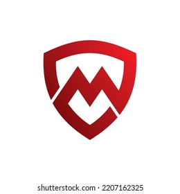 Vector de logotipo de diseño de letras M Shield
