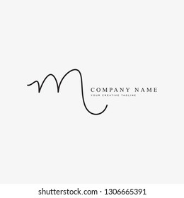 M Signature letter logo icon with Initial text. Creative monogram logo design. Fashion icon design template.