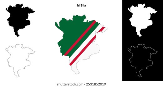 M Sila province outline map set