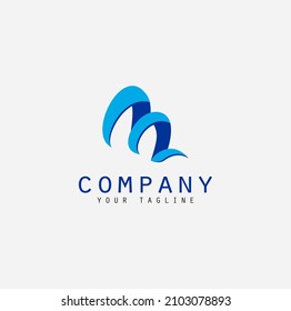 M simple initial logo design