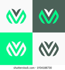 M Simple Organic Abstract Logo with a V-shaped leaf accent that symbolizes peace or victory. This logo is modern, fresh, sophisticated and clean. Perfect for consulting business companies, etc.