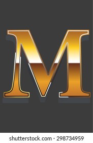 M single golden letters of alphabet 