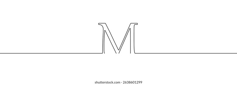 
M single line drawing of a letter j. Continuous line alphabet symbol icon. One line icon. Vector illustration.  