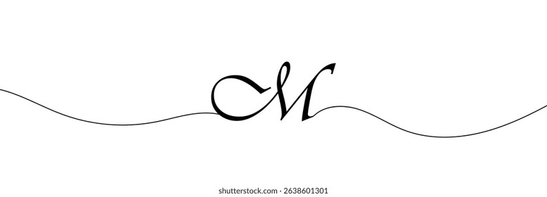 
M single line drawing of a letter j. Continuous line alphabet symbol icon. One line icon. Vector illustration.  
