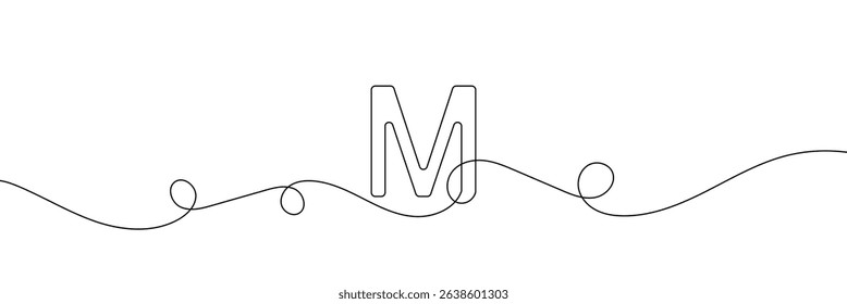 
M single line drawing of a letter j. Continuous line alphabet symbol icon. One line icon. Vector illustration.  