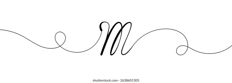 
M single line drawing of a letter j. Continuous line alphabet symbol icon. One line icon. Vector illustration.  