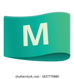 Icono de etiqueta de tela de tamaño M. Caricatura de m tamaño etiqueta de tela icono vector para diseño web aislado en fondo blanco