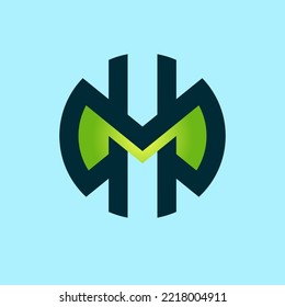 Diseño de logotipo M inteligente, estilo de diseño plano