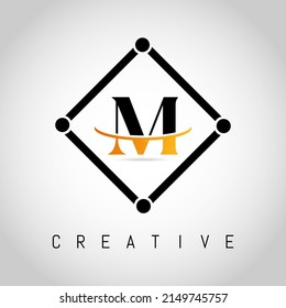 M Square Framed Letter Logo Design Vector. Creative Letter M Logo Design.