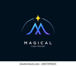 M star logo design template. Creative letter m logo