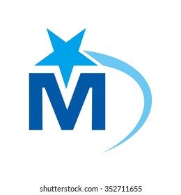 m and star logo vector.