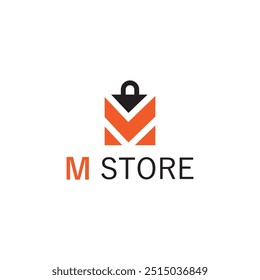 DESIGN DE LOGOTIPO DA M STORE. DESIGN DO LOGOTIPO DA LOJA DE E-COMMERCE. M ARMAZENAR DESIGN DE LOGOTIPO VETORIAL.