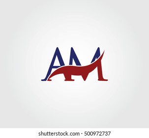 A and M Swoosh Initial Logo Letters For Business Card, Download, Project, Template Design, Vector Element and Business Identity.