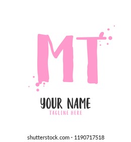 M T Handwritten logo template