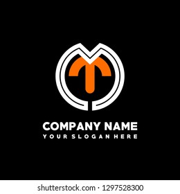 M T initial letter, modern logo design template vector