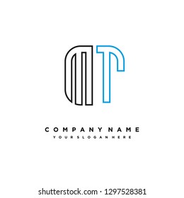 M T initial letter, modern logo design template vector