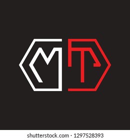 M T initial letter, modern logo design template vector