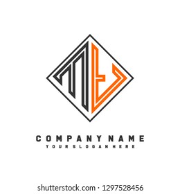 M T initial letter, modern logo design template vector