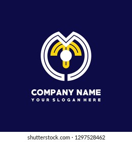 M T initial letter, modern logo design template vector
