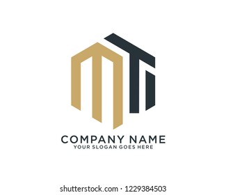 M T Initial logo template vector