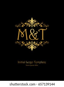 M & T initial wedding logo template vector