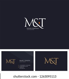 M & T letters Joint logo icon and Business card vector template.
